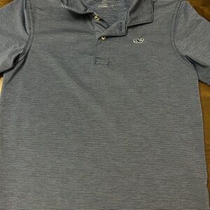 Vineyard Vines Navy and White Micro-Stripe Polo